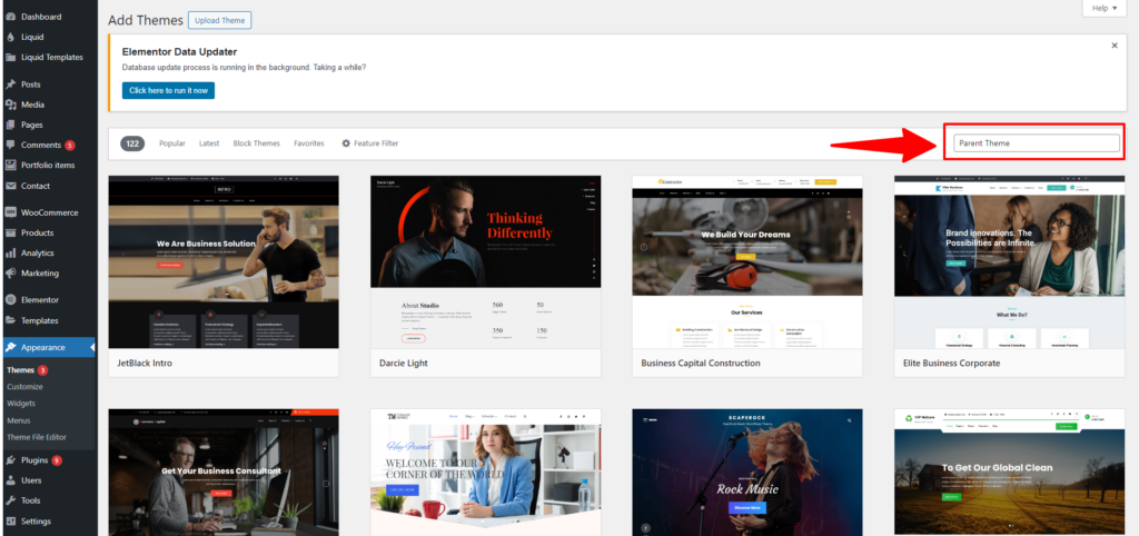 Search Parent Theme