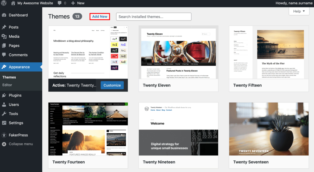 Install a WordPress Theme
