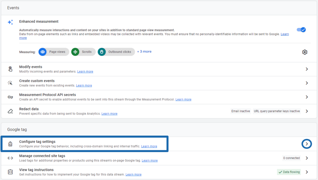 Configure tag settings