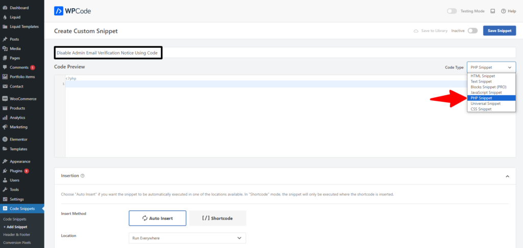 Create Custom Snippet