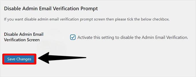 Disable the Admin Email Verification