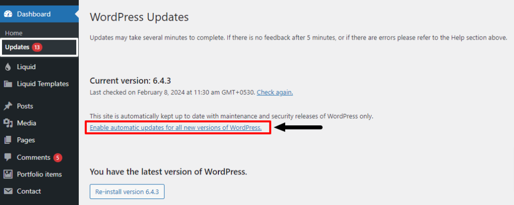 Enable automatic updates