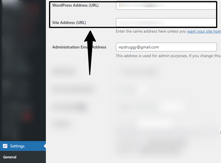 Fix the WordPress URL Settings