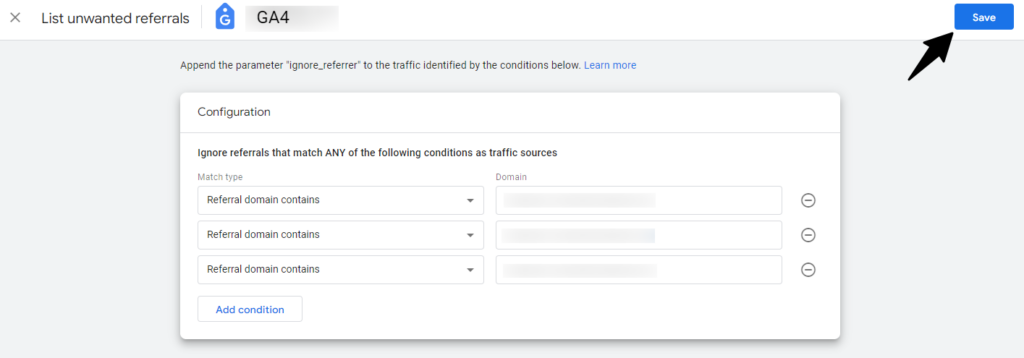 Referral domain contains