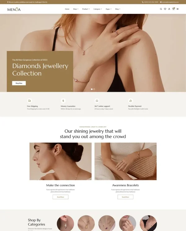 Menoa - Modern Jewelry & Imitation Store - WooCommerce Responsive Theme