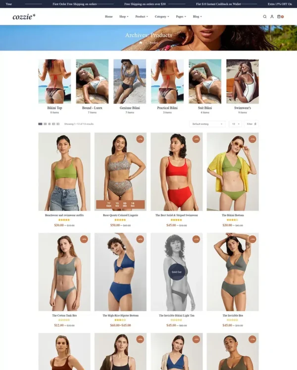Cozzie - Bikini, Swimwear, and Underwear WooCommerce Responsive Theme