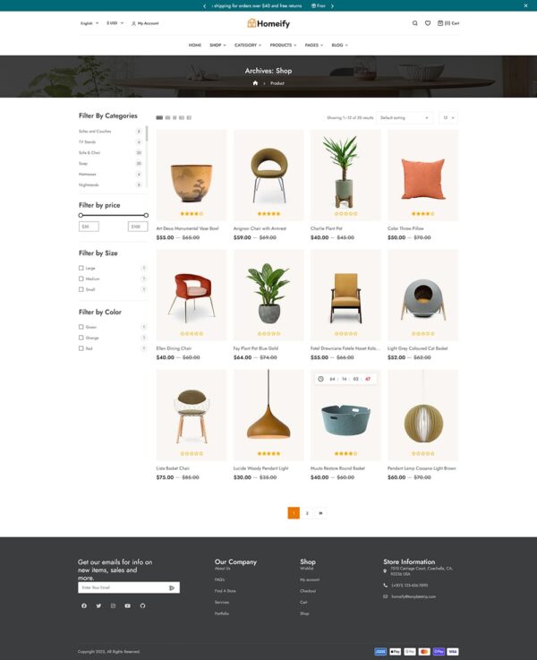 Homeify - WooCommerce Theme for Home Decoration, Furniture, Art & Crafts