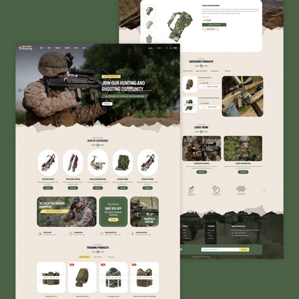 Hunting - Fishing Equipment & Weapon Gadgets WooCommerce Theme