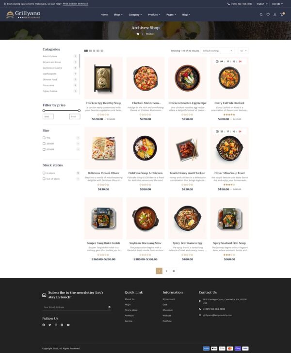 Grillyano - Restaurant, Fast Food, Dishes - WooCommerce Responsive Theme