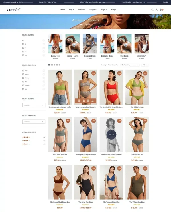 Cozzie - Bikini, Swimwear, and Underwear WooCommerce Responsive Theme