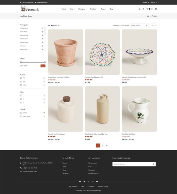 Potmatic - Crockery, Decor & Pottery Art - WooCommerce Theme