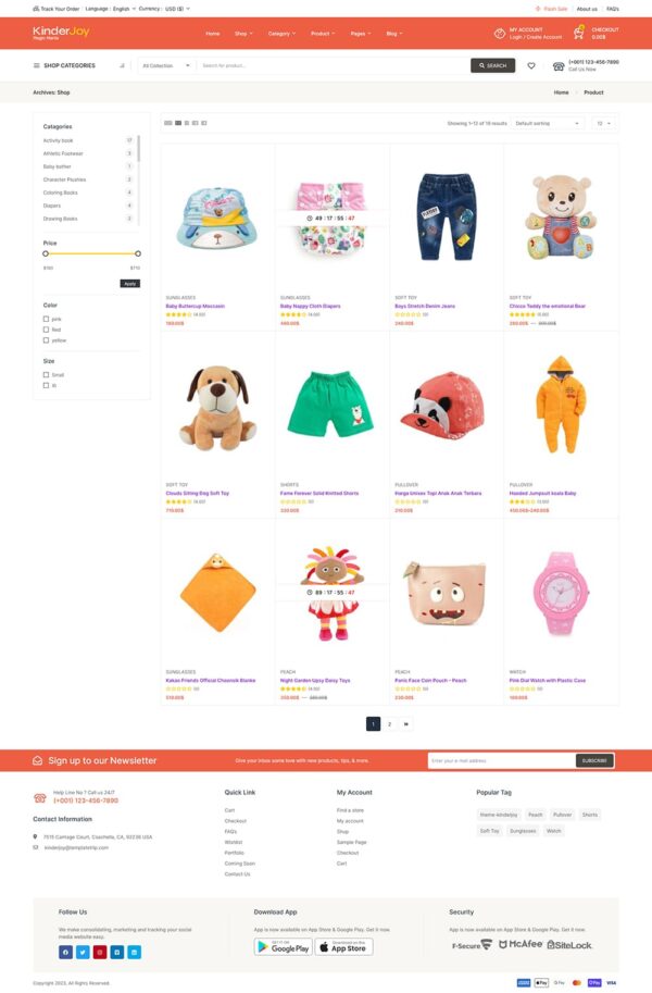 KinderJoy - Kids Fashion & Toys Store - WooCommerce Theme