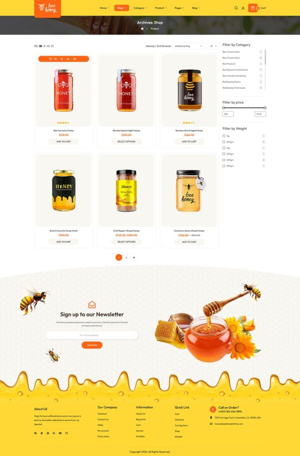 HoneyBee - WooCommerce Theme for Honey, Agricultural, Sweets, Delicious Shops