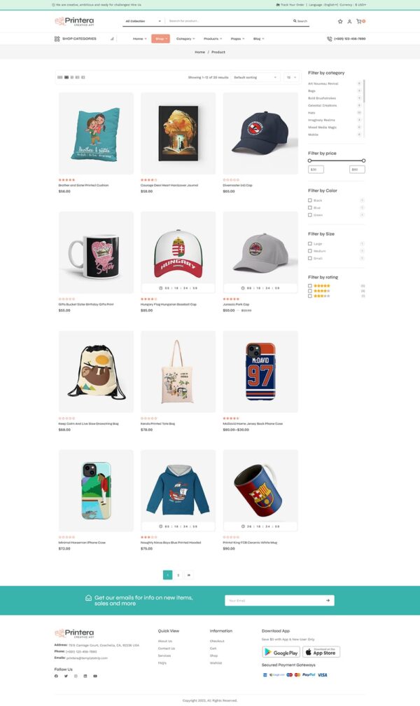 Printera - Print-on-Demand (POD) Fashion Apparel WooCommerce Theme