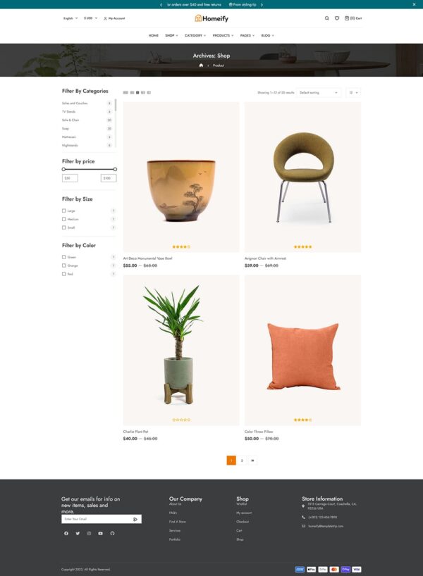 Homeify - WooCommerce Theme for Home Decoration, Furniture, Art & Crafts
