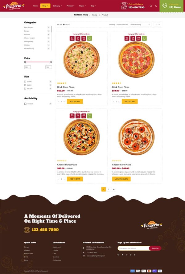 Pizzeria - WooCommerce Theme For Pizza, Fast Food, Restaurant & Cafes