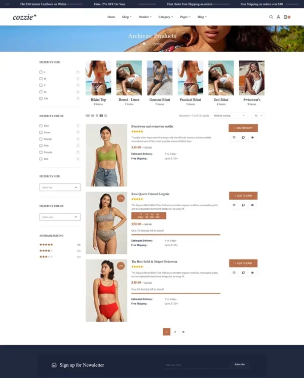 Cozzie - Bikini, Swimwear, and Underwear WooCommerce Responsive Theme