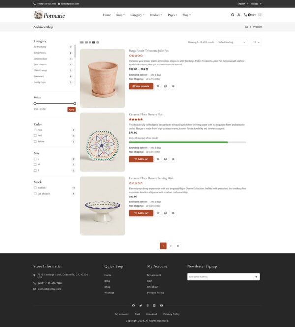 Potmatic - Crockery, Decor & Pottery Art - WooCommerce Theme