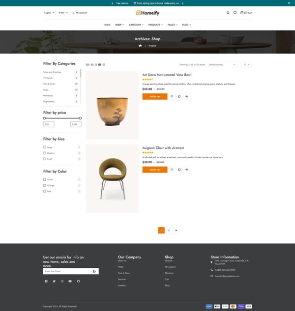 Homeify - WooCommerce Theme for Home Decoration, Furniture, Art & Crafts