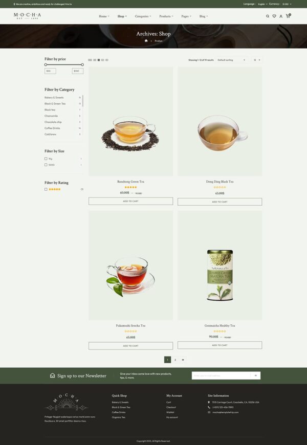 Mocha - Organic Green Tea & Coffee Store WooCommerce Theme