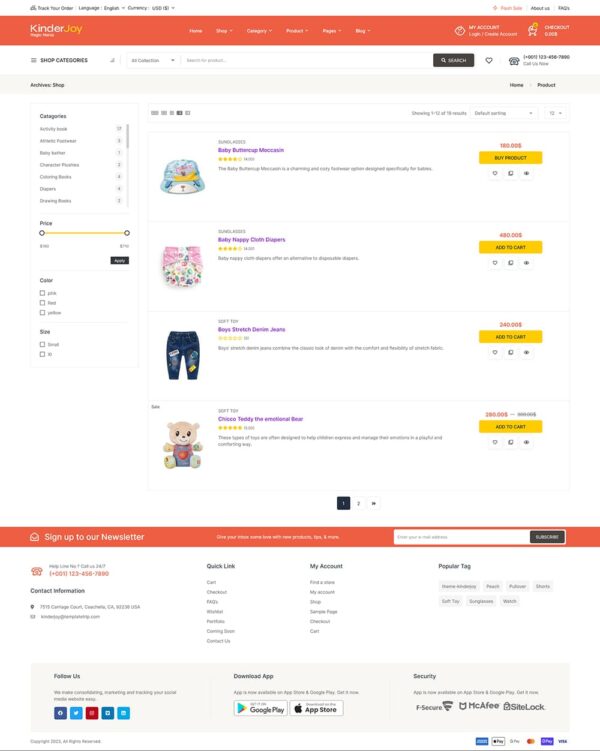 KinderJoy - Kids Fashion & Toys Store - WooCommerce Theme