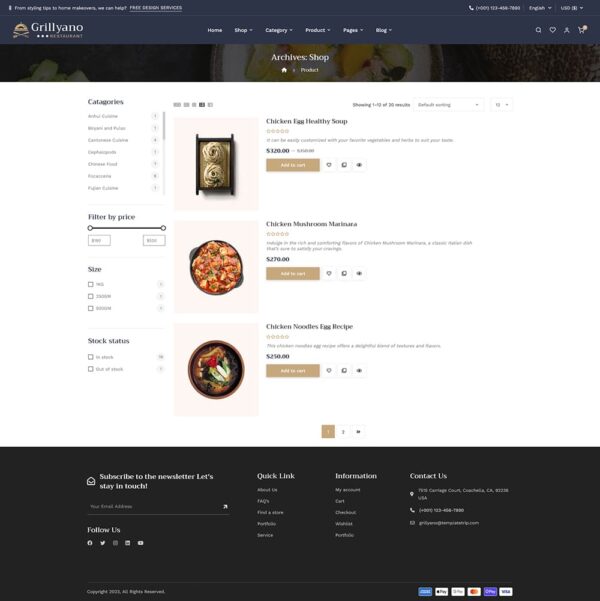 Grillyano - Restaurant, Fast Food, Dishes - WooCommerce Responsive Theme