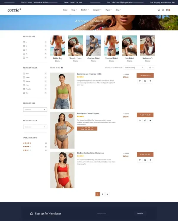 Cozzie - Bikini, Swimwear, and Underwear WooCommerce Responsive Theme
