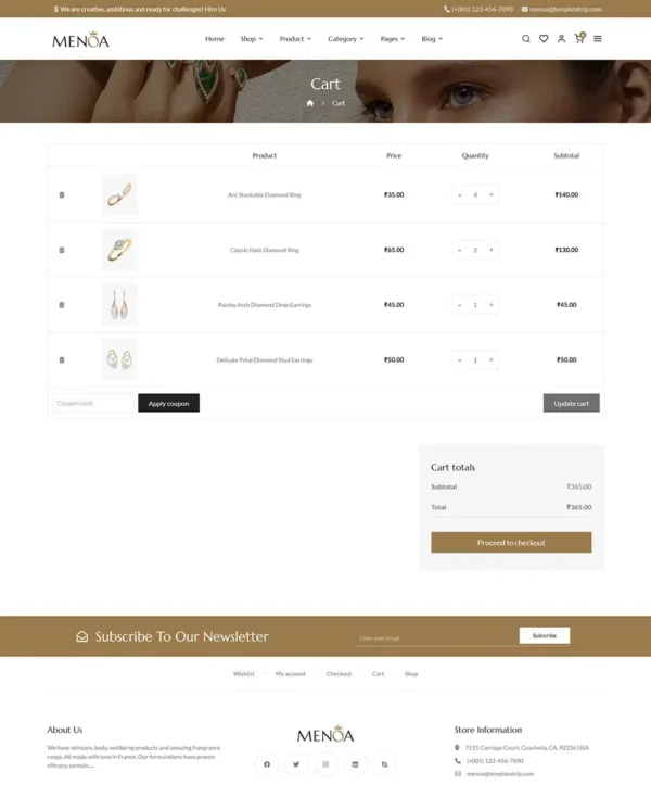 Menoa - Modern Jewelry & Imitation Store - WooCommerce Responsive Theme