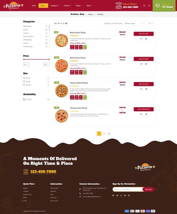 Pizzeria - WooCommerce Theme For Pizza, Fast Food, Restaurant & Cafes