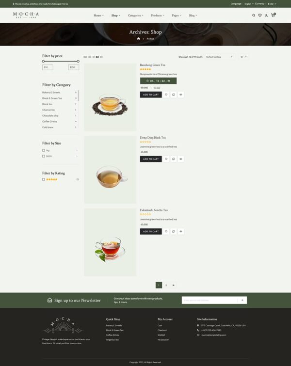 Mocha - Organic Green Tea & Coffee Store WooCommerce Theme