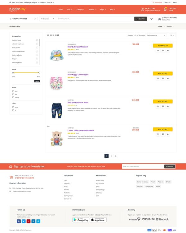 KinderJoy - Kids Fashion & Toys Store - WooCommerce Theme