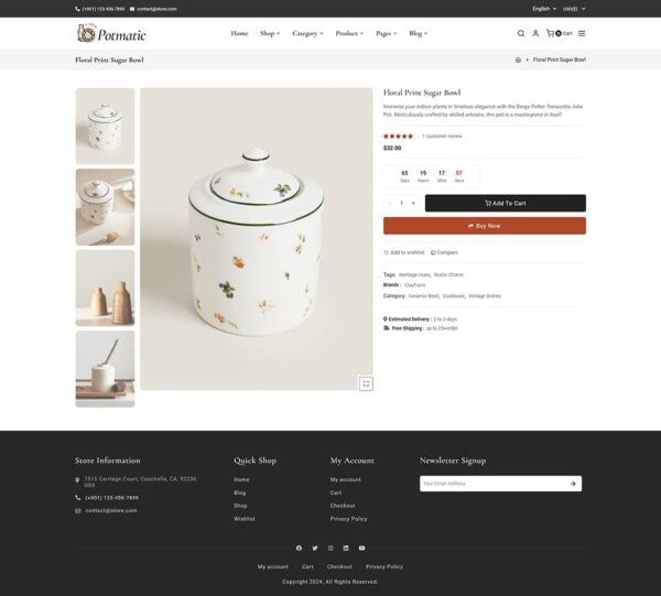 Potmatic - Crockery, Decor & Pottery Art - WooCommerce Theme