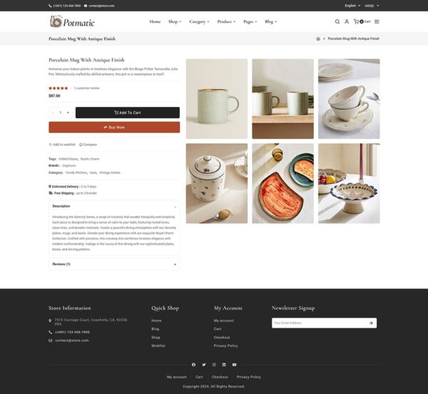 Potmatic - Crockery, Decor & Pottery Art - WooCommerce Theme