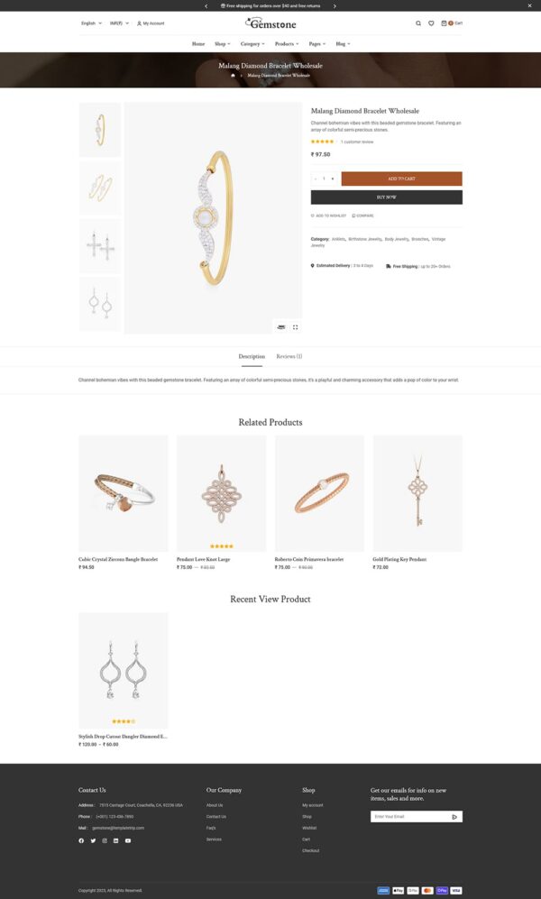 Gemstone - Elegance Jewelry Store - WooCommerce Responsive theme