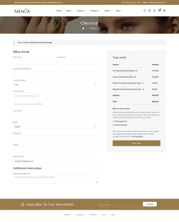 Menoa - Modern Jewelry & Imitation Store - WooCommerce Responsive Theme