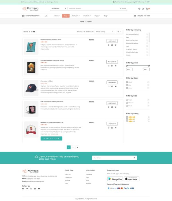 Printera - Print-on-Demand (POD) Fashion Apparel WooCommerce Theme