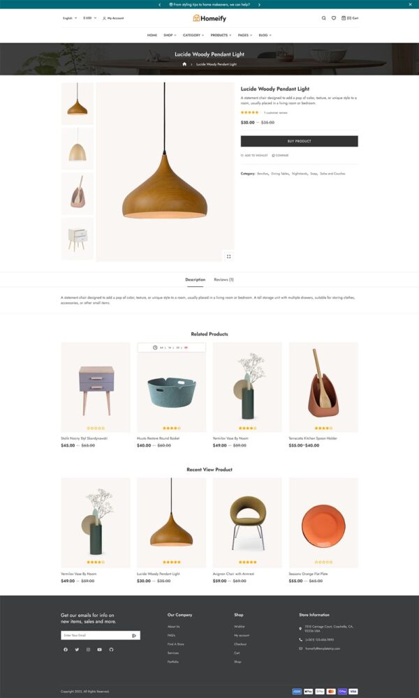 Homeify - WooCommerce Theme for Home Decoration, Furniture, Art & Crafts