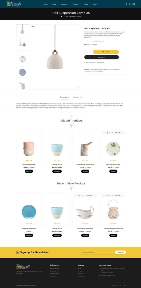 Finecraft - Home Decorative & Ceramics - WooCommerce Theme