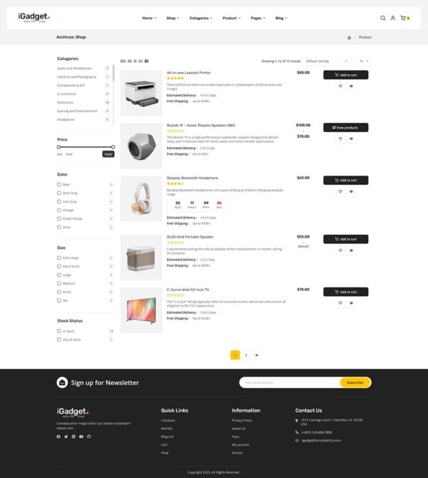 iGadget - Electronic Gadgets & Audio Speakers - WooCommerce Theme