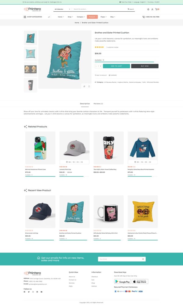 Printera - Print-on-Demand (POD) Fashion Apparel WooCommerce Theme