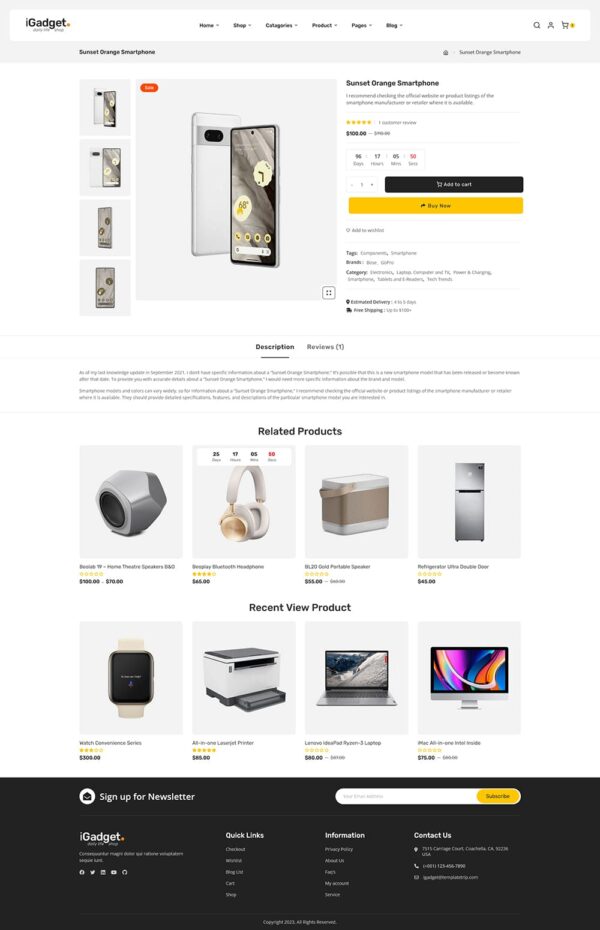 iGadget - Electronic Gadgets & Audio Speakers - WooCommerce Theme