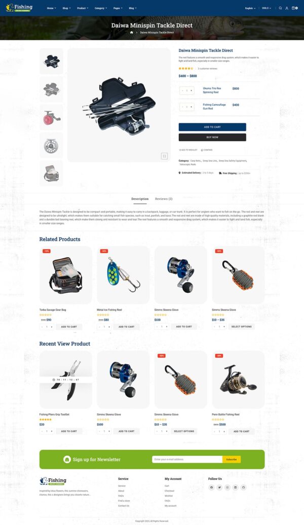 Hunting - Fishing Equipment & Weapon Gadgets WooCommerce Theme