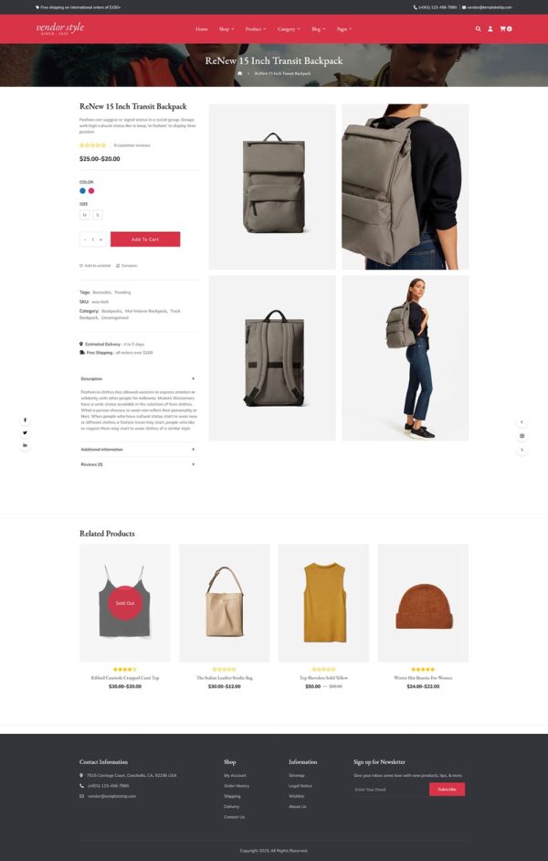 Vendor – Fashion & Apparel – WooCommerce Responsive Theme