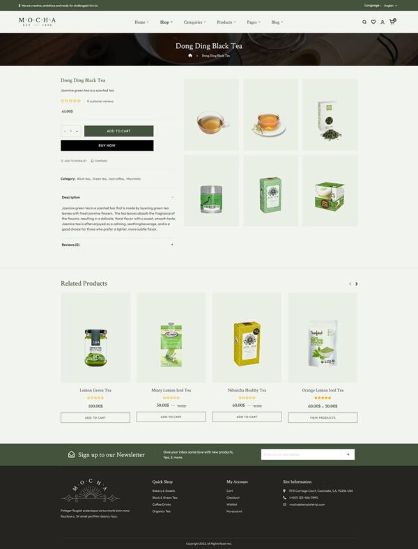 Mocha - Organic Green Tea & Coffee Store WooCommerce Theme