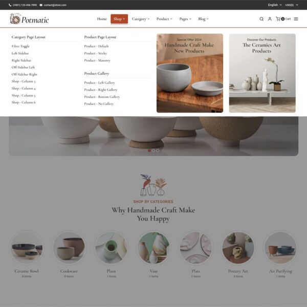 Potmatic - Crockery, Decor & Pottery Art - WooCommerce Theme