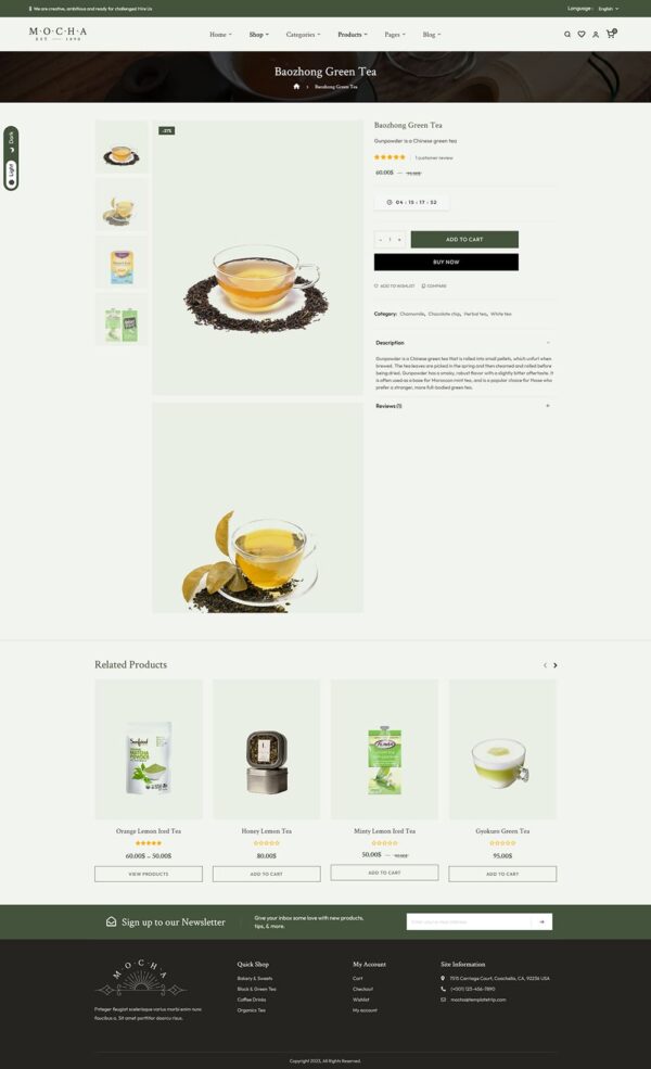 Mocha - Organic Green Tea & Coffee Store WooCommerce Theme