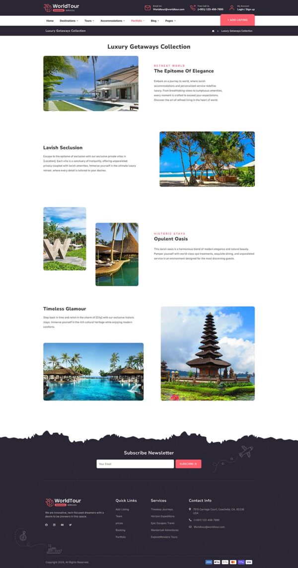 WorldTour - Tour & Travel Agencies - WordPress Theme