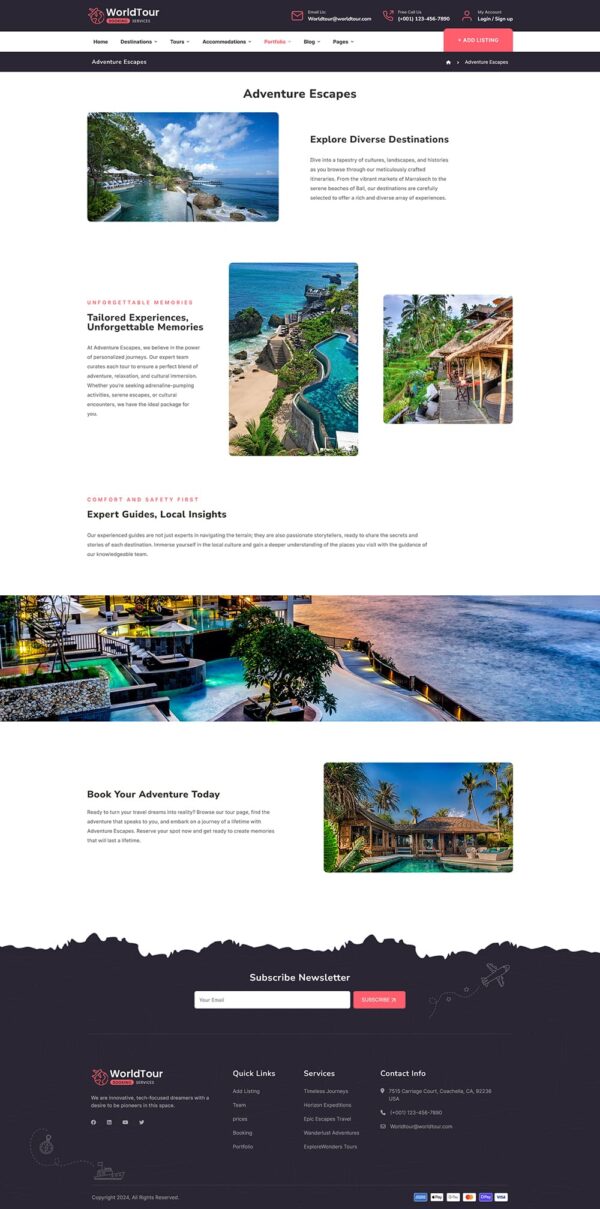 WorldTour - Tour & Travel Agencies - WordPress Theme