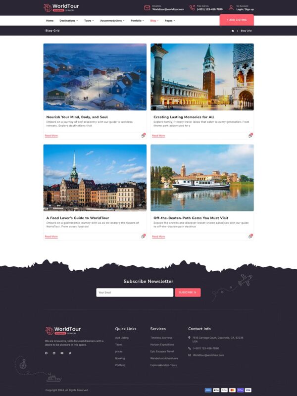 WorldTour - Tour & Travel Agencies - WordPress Theme