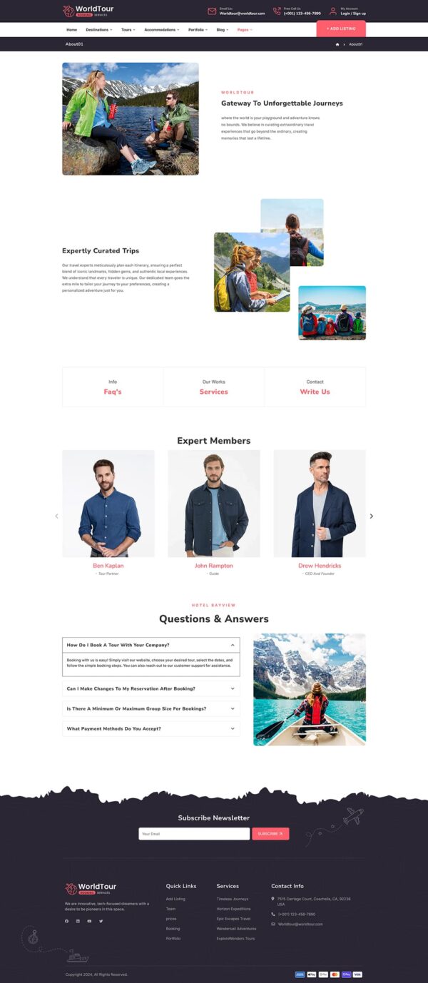 WorldTour - Tour & Travel Agencies - WordPress Theme